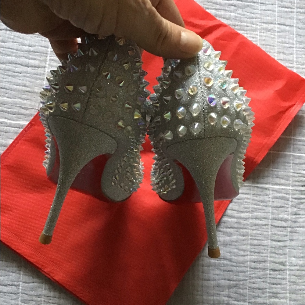 SPIKE STILETTO liver glitter pumps RED SOLE - Picture 2 of 4
